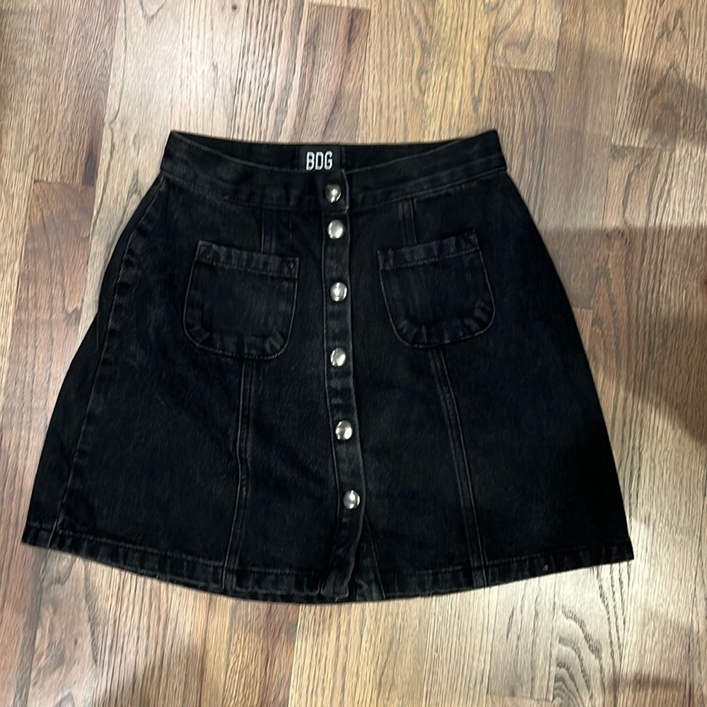 Urban outfitters black washed denim mini skirt